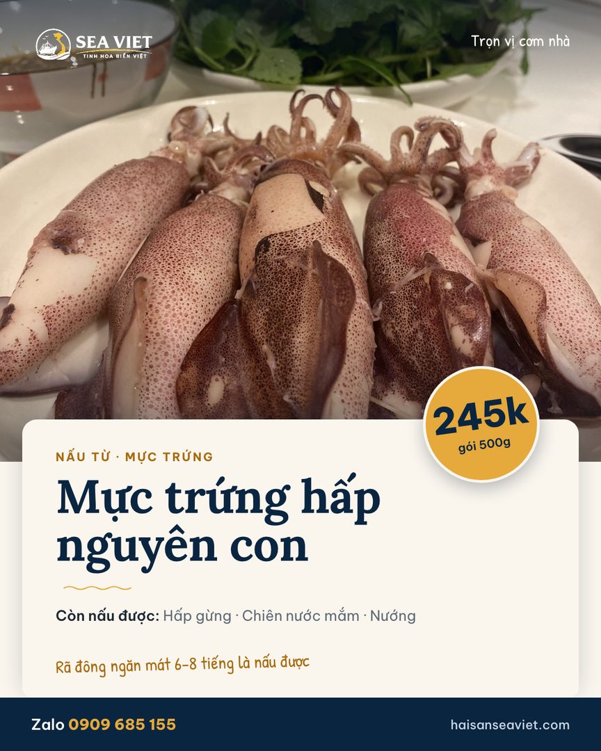 Poster Mực trứng hấp nguyên con